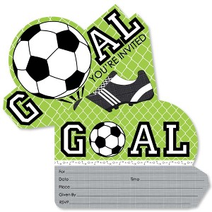 Big Dot of Happiness Goaaal - Soccer - Shaped Fill-in Invitations - Baby Shower or Birthday Party Invitation Cards with Envelopes - Set of 12 - 1 of 4