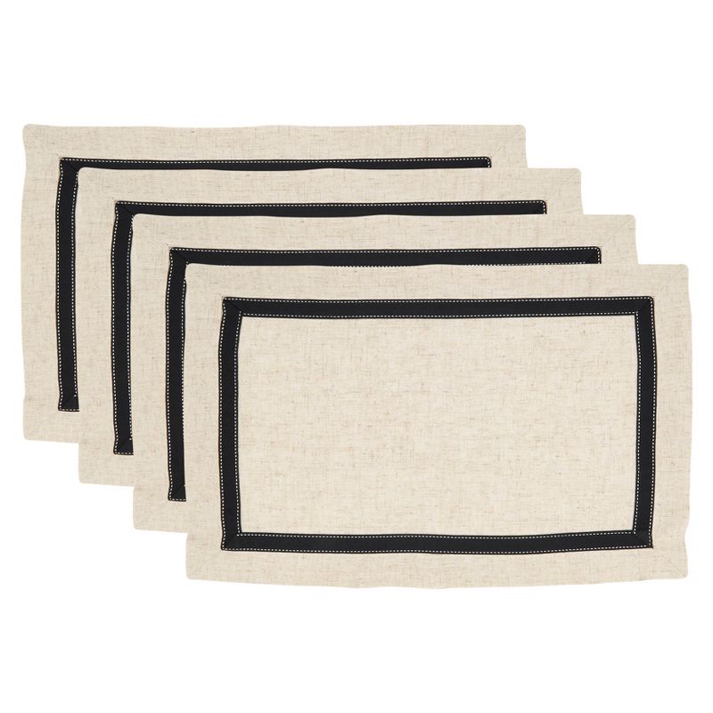 Saro Lifestyle Grosgrain Accent Placemat (Set of 4), Black, 14"x20", 3 of 5