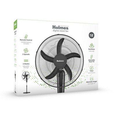 Holmes 18&#34; Digital Oscillating 3 Speed Stand Fan with Remote Control Black_1