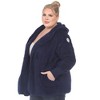 White Mark  PS Plush Hooded Cardigan with Pockets - 2 of 4