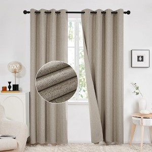 Deconovo Linen Blackout Curtains 2 Panels – Grommet Top, OEKO-TEX - 1 of 4