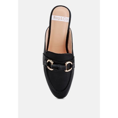 Женские сабо Rag & Co Abner Horsebit Embellished Slip On Mules In Black 7 — фото 4