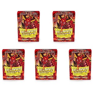 Dragon Shield 5 Packs Dragon Shield Matte Mini Japanese Crimson 60 ct Card Sleeves Value Bundle! - 1 of 4