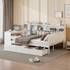 Full Size Platform Daybed, Bed with Desk and USB Ports, Storage Bed with 3 Storage Drawers and Side Shelves, Pine Wood Frame Bed-Baofuwish - 2 of 4