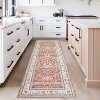 Washable Area Rug, Green Oriental Vintage Faux Wool Carpet, Non-Slip Stain-Resistant Soft Accent Rug for Living Room Bedroom Dining Room - 3 of 4