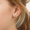 Girl's CZ Birthstone Heart Screw Back Sterling Silver Earrings - In Season Jewelry - 3 of 4