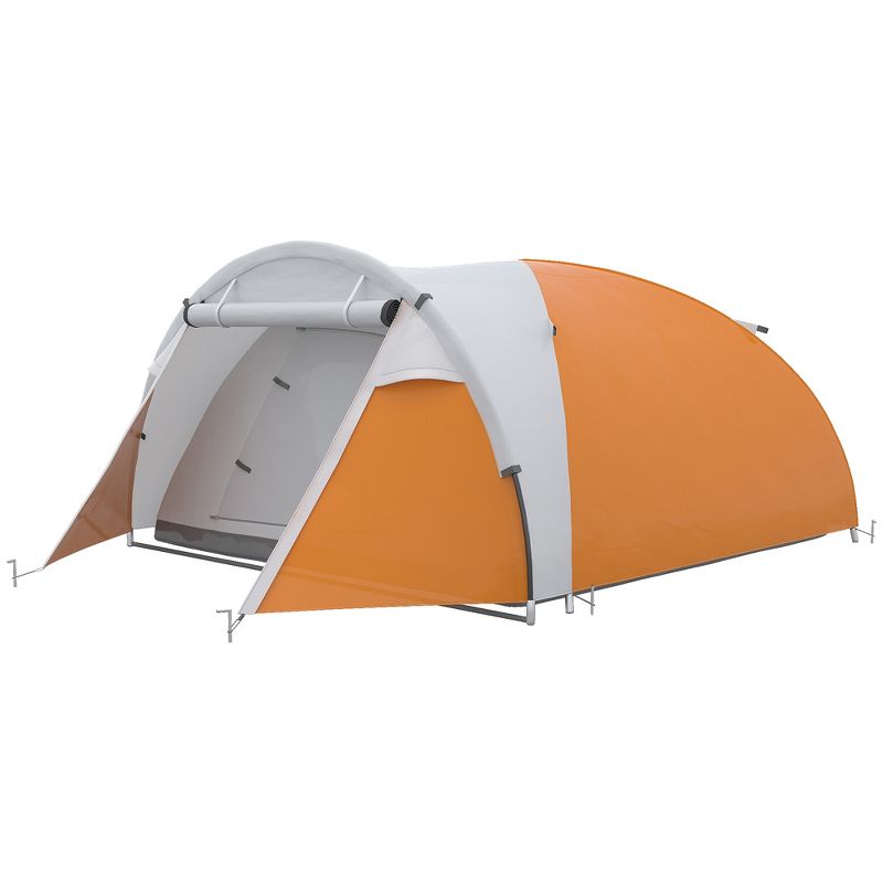 Outsunny Waterproof Outdoor Camping Tent for 4 People, Compact Portable Camping Travel Gear, 2 Doors, Hook for Light, Orange, 4 of 7