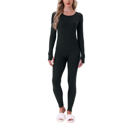 INSPIRE CHIC Women's Thermal Underwear Sets Thumbholes Long Sleeve with Leggings Winter Cold Base Layer Pajamas Set