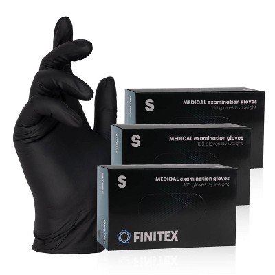 FINITEX Black Disposable Nitrile Gloves – 100, 300 & 1000 PCS, 5mil Powder-Free Latex-Free Disposable Medical Exam Cleaning Food Prep Gloves