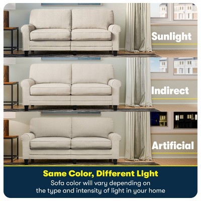 Copenhagen Cream Loveseat with Pillowed Back and Rounded Arms