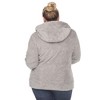 Plus Size Hooded High Pile Fleece Jacket - White Mark - 3 of 4
