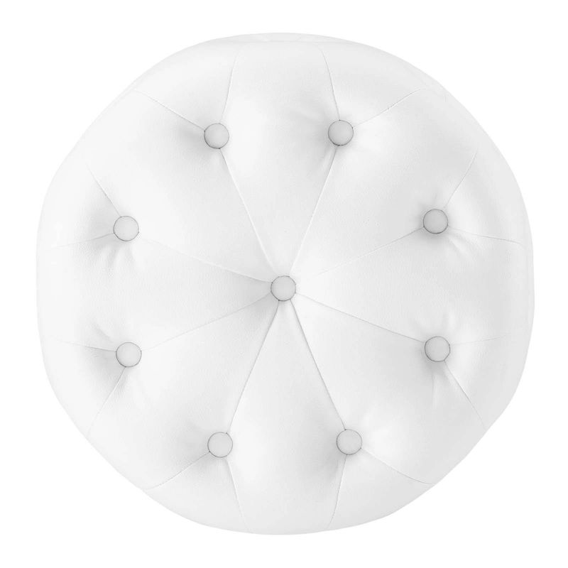 Amour Tufted Button Round Faux Leather Ottoman White - Modway, 5 of 9