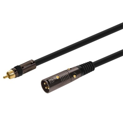 Monoprice XLR Male to RCA Male Cable - 15 Feet - Black | With E21Gold Plated Connectors | 16AWG Shielded Twisted Pair Oxygen-Free Copper Braid