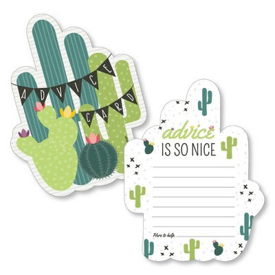 Big Dot of Happiness Prickly Cactus Party - Wish Card Fiesta Baby Shower or Bachelorette Party Activities - Shaped Advice Cards Game - Set of 20