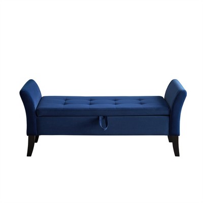 OUTSUPPLY Upholstered Storage Bench for Bedroom, Living Room, Hallway, Ottoman Stool with Solid Wood Legs, Easy Assembly