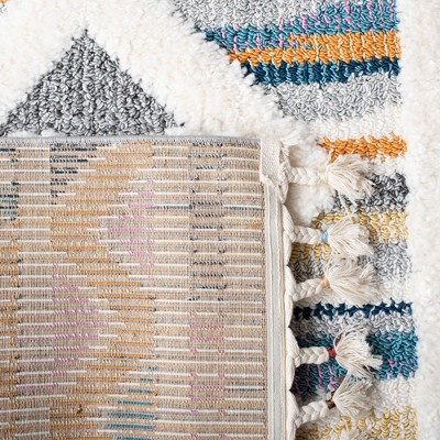 Ivory and Orange Moroccan Fringe Shag 4' x 6' Area Rug