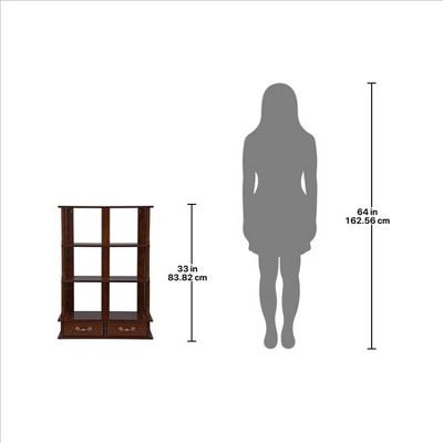 Chippendale-Inspired Hardwood Triple Shelf Curio Cabinet with Ornamental Pulls