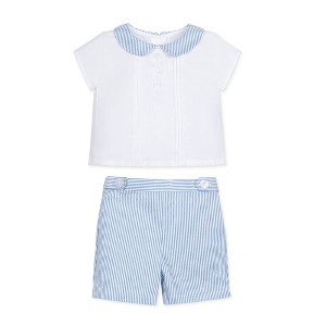 Hope & Henry Layette Baby Boy Peter Pan Shirt and Short 2-Piece Set, Infant - 1 of 4