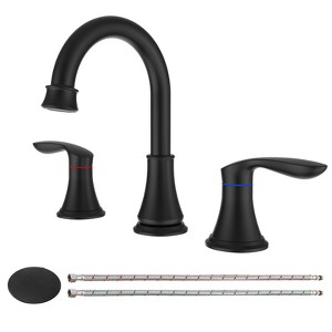 PAGED 8 Inch Widespread Bathroom Faucet 2-Handle Sink Faucet 3 Hole Lavatory Faucet with Pop Up Drain Assembly and Water Supply Hoses - 1 of 4