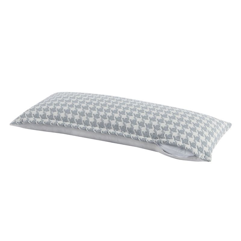 Kenneth Cole New York Houndstooth Decorative Pillow Cover  Cotton  Grey Ivory  14X36, 4 of 6
