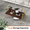 38.39" Tempered Glass Rectangle Coffee Table with White Metal Legs and MDF Lower Panel for Living Room - 3 of 4