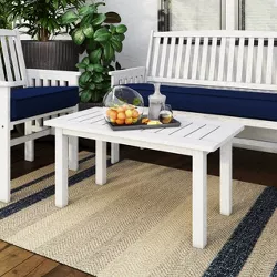 Outdoor Coffee Table - Whitewash - CorLiving