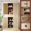 Jojoka Kitchen Pantry Cabinet,72'' Tall Freestanding Kitchen Food Pantry Cabinet with a Drawer,Rattan Doors,Natural - 4 of 4