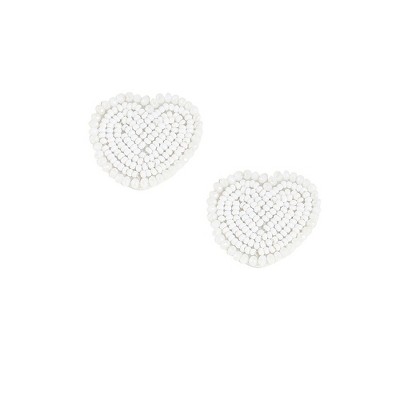 SOHI Women's White Heart Stud Earrings