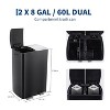 16 Gallon Dual Trash Can,Stainless Steel Garbage Bin with Plastic Inner Buckets,Commercial Trash Can with Soft-Close Lids & Pedals for Kitchen - 2 of 4
