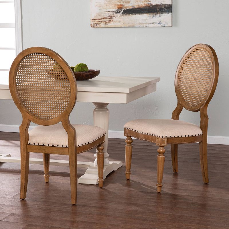 Set of 2 Nista Upholstered Dining Chairs Natural/Cream - Aiden Lane, 4 of 8