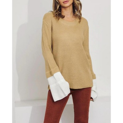 Women's LAYERED SLEEVE KNIT SWEATER - J.NNA