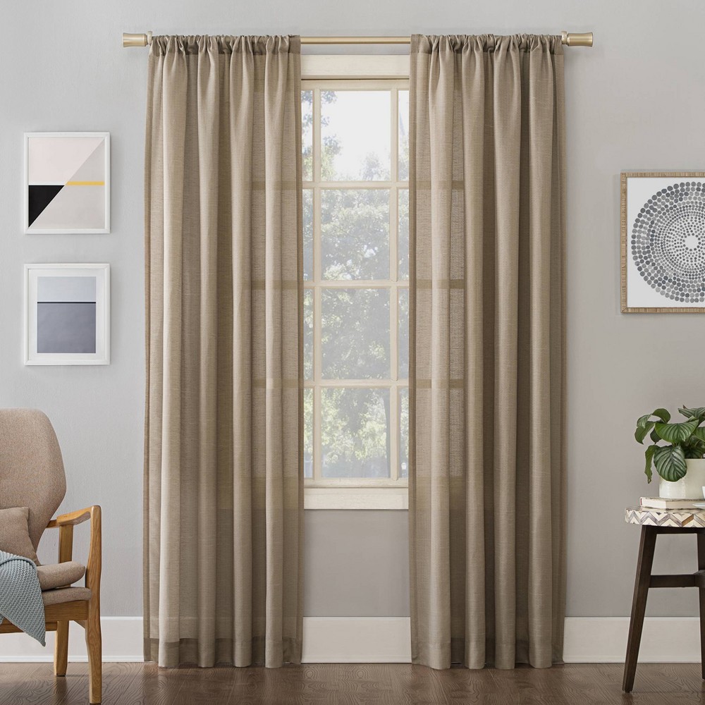 Photos - Curtains & Drapes 54"x84" No. 918 Light Filtering Semi-Sheer Amalfi Linen Blend Textured Rod