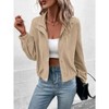 Clearlove Women Casual Corduroy Jacket Collar Zip Up Cropped Coat - 2 of 4