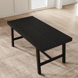 Orieon 62.99 Inch Rustic Industrial Dining Table for 6, Kitchen Table with Black Metal Legs, Black & Gray - 1 of 4