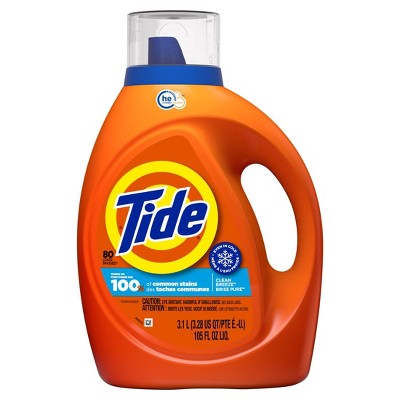 Tide Liquid Laundry Detergent, Clean Breeze, 80 loads, 105 fl oz, HE Compatible