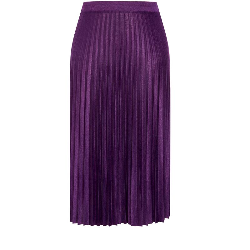 Women's Plus Size Knit Pleat Skirt - purple | ARNA YORK, 3 of 4