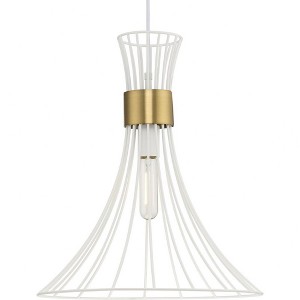Progress Lighting Lorin 1-Light Pendant, Satin White, Cone-Shaped, Dry Rated, Ideal for Contemporary Interiors, 18" Diameter - 1 of 1