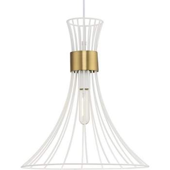 Progress Lighting Lorin 1-Light Pendant, Satin White, Cone-Shaped, Dry Rated, Ideal for Contemporary Interiors, 18" Diameter