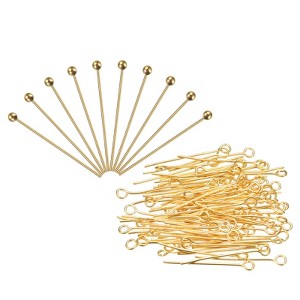 Unique Bargains Brass DIY Craft Jewelry Making Round Ball Head Pins 200 Pcs - 1 of 4