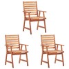 vidaXL Patio Chair Set of 3 Natural wood, Beige cushions - 2 of 4