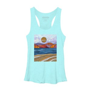 Women's Design By Humans Beach Landscape Stain Glass By Maryedenoa Racerback Tank Top - 1 of 3