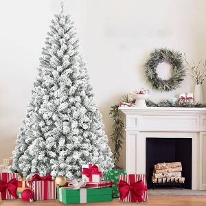 Whisen 4FT Flocked Christmas Tree with 233 Tips, Compact Full Shape, Sturdy Metal Stand - 1 of 4