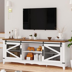 75 Farmhouse TV Stand with Sliding Barn Doors, Entertainment Center for 65/70/75 inch TV, Media Console Table for Living Room/Bedroom - 1 of 4