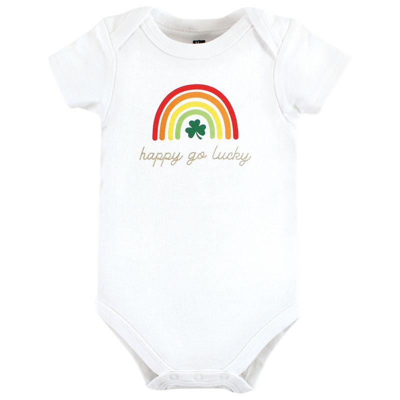 Hudson Baby Infant Girl Cotton Bodysuits, St Patricks Rainbow, 5 of 6