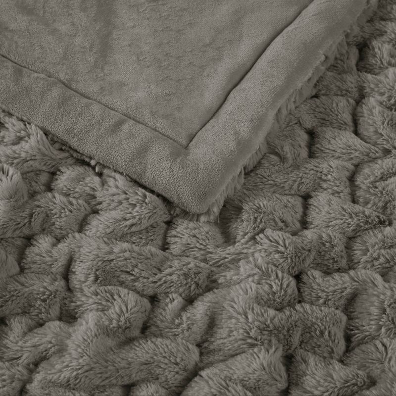 50"x60" Ruched Faux Fur Throw Blanket - Madison Park, 5 of 11