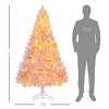 Angel Sar 6ft Pre-lit Flocked Pink Christmas Tree, 250 Warm White LED Lights, 1000 Realistic Tips, Hinged Metal Stand - 3 of 4