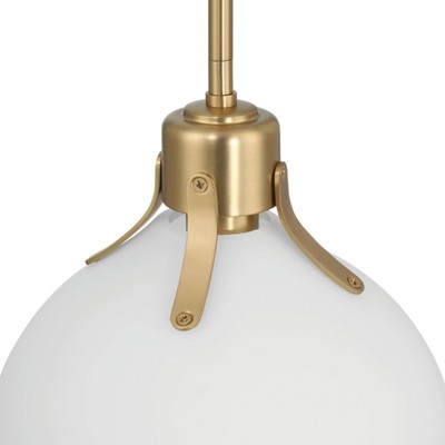 Gold and White Glass Dome Ceiling Light with Adjustable Height