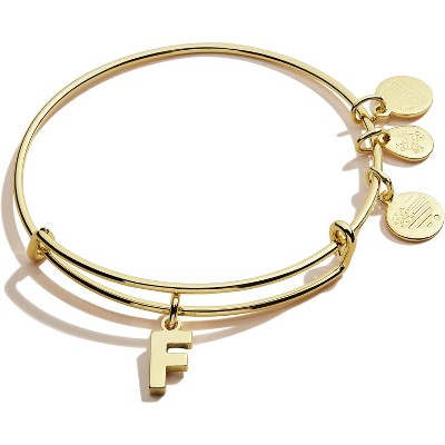 Alex and Ani Expandable Bangle for Women, Initials A to Z Letter Charms, Shiny Finish, 2 to 3.5 in