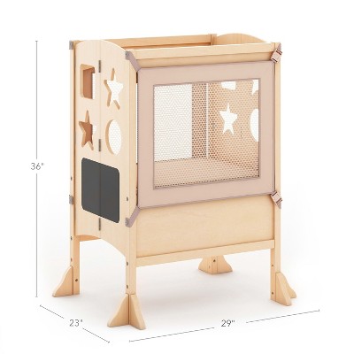 Natural Wooden Double Foldable Kitchen Helper Step Stool