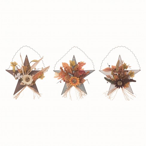 Transpac Metal 13 in. Multicolor Autumn Star Basket Floral Decor Set of 3 - image 1 of 2